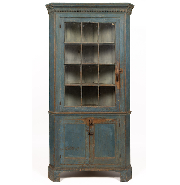 Maryland or Virginia Chippendale painted corner cupboard, $8,400