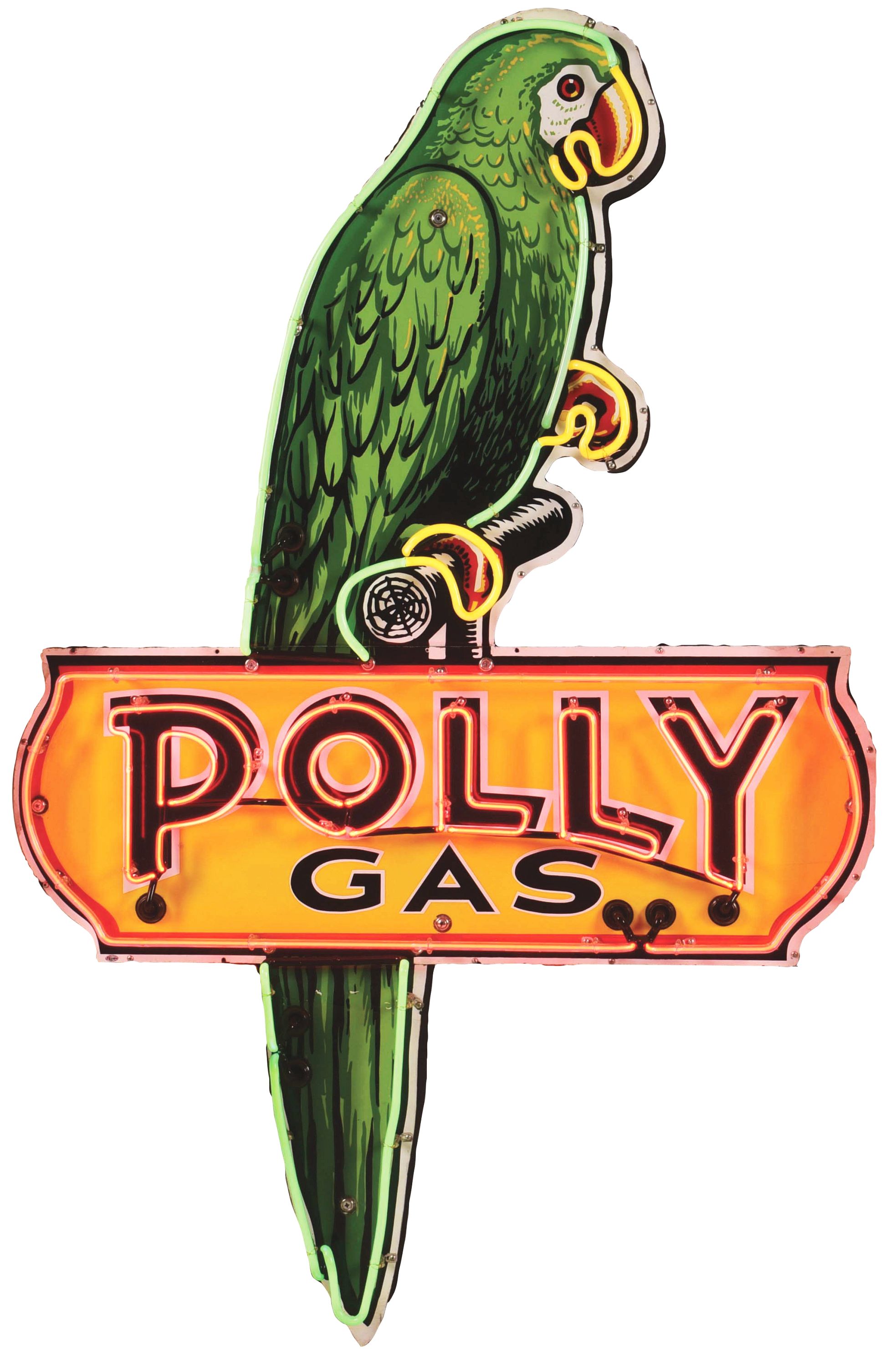 Polly Gas porcelain neon sign, estimated at $60,000-$100,000 at Morphy.
