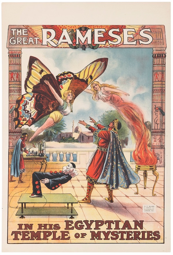Circa-1910 poster for Ramses In His Egyptian Temple of Mysteries, $12,500