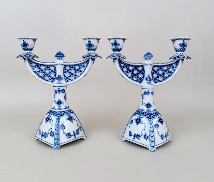 Pair of Royal Copenhagen full lace candelabras, estimated at $50-$5,000