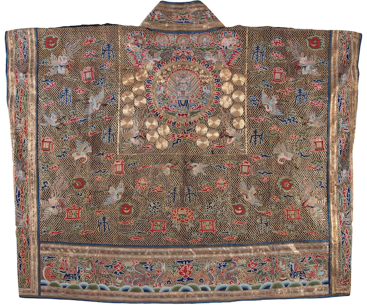 Chinese Qing dynasty black-ground Taoist priest robe, estimated at $10,000-$20,000. Image courtesy of Heritage Auctions