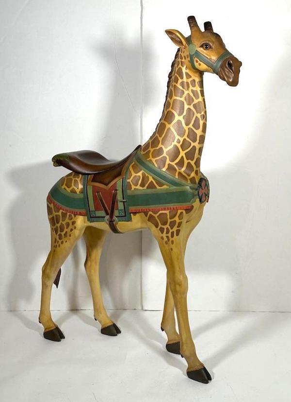 Carved and painted carousel giraffe crafted circa 1910 by Gustav and William Dentzel, $9,840