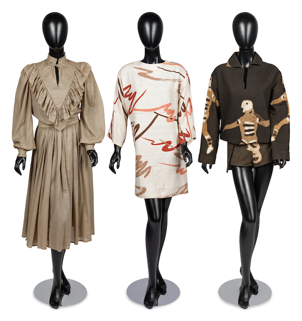 Two ensembles and a dress by Arthur McGee, 1970s-1980s, estimated at $600-$800 