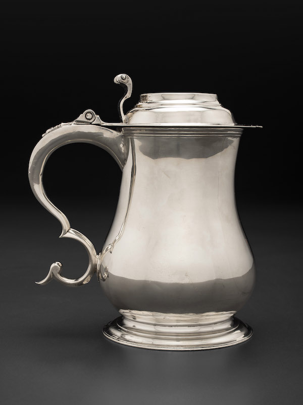18th-century American silver tankard by Myer Myers, estimated at $15,000-$25,000