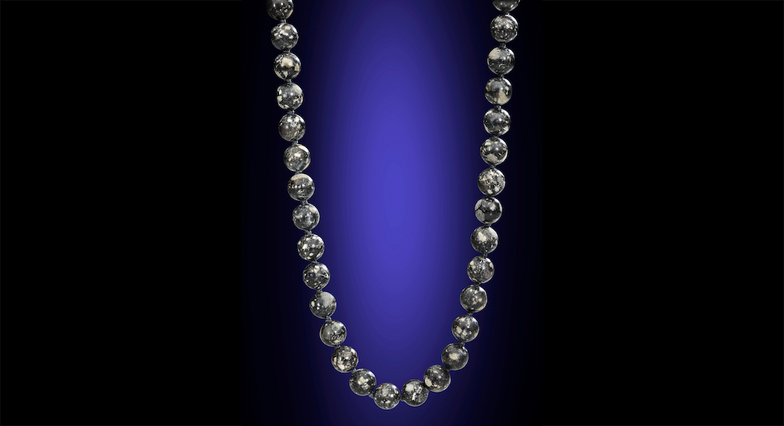 Lunar necklace, featuring 48 beads fashioned from a lunar meteorite, estimated at $140,000-$200,000. Image courtesy of Christie’s Images Ltd. 2023