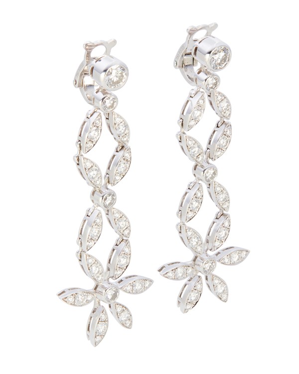Pair of Boucheron 18K white gold and diamond ear clips, estimated at $5,000-$7,000