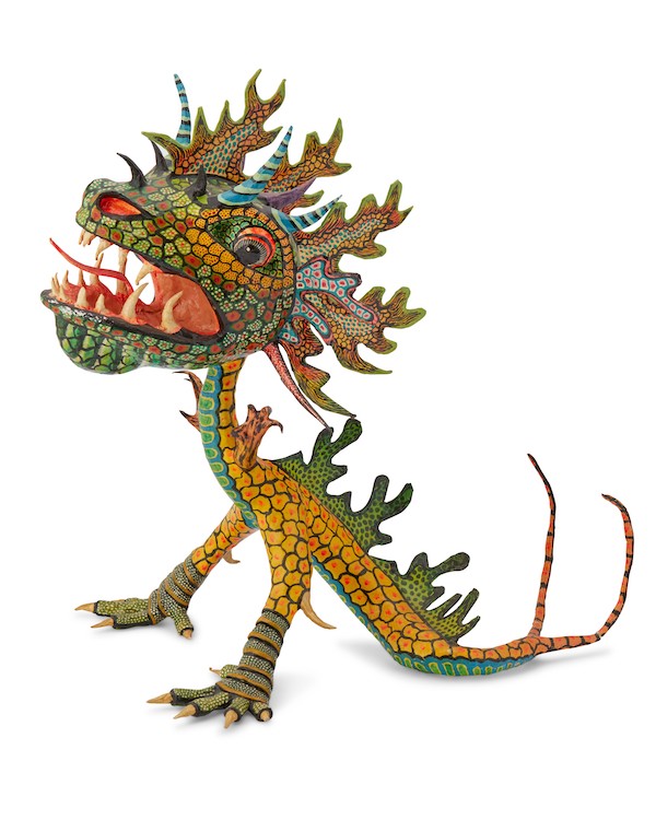 Mexican painted papier-mache dragon figure, estimated at $500-$700 