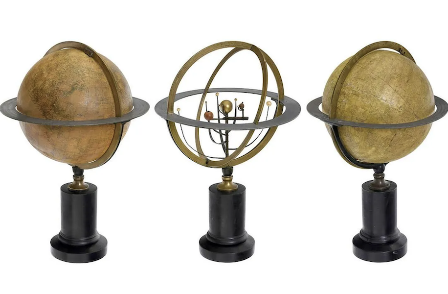 Charles Dien set of table globes with planetarium, estimated at $7,500-$9,600. Image courtesy of Auction Team Breker and LiveAuctioneers