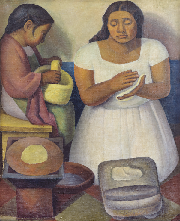 Diego Rivera, ‘La Tortillera (The Tortilla Maker),’ 1926, oil on canvas,42 3/16 by 35 3/16in. University of California, San Francisco School of Medicine Dean's Office at Zuckerberg San Francisco General Hospital and Trauma Center. © 2022 Banco de Mexico Diego Rivera Frida Kahlo Museums Trust, Mexico, D.F. / Artists Rights Society (ARS), New York. 