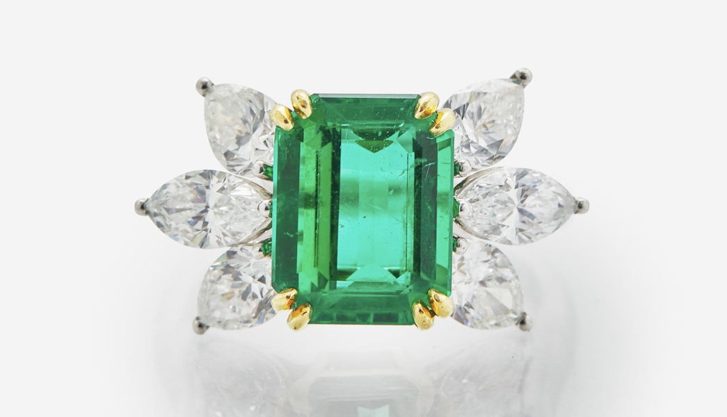 Tiffany & Co. platinum, diamond and emerald ring, estimated at $20,000-$30,000