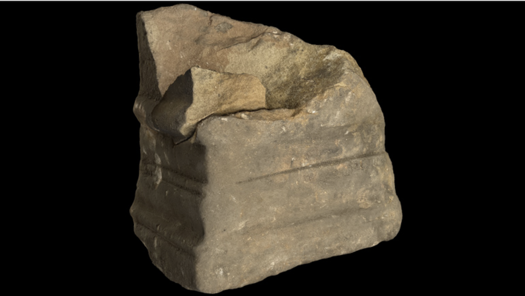 The University of Leicester created a 3D model of the Roman altar stone found during the archaeological dig at Leicester Cathedral. Image courtesy of University of Leicester Archaeological Services (ULAS)