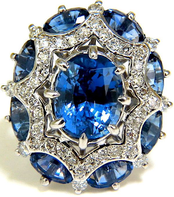 Sapphire and diamond cocktail ring centered on a GIA-certified 4.32-carat natural cornflower blue sapphire, estimated at $17,000-$20,000