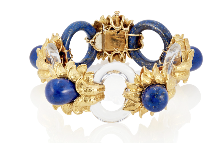 David Webb 18K gold, rock crystal and lapis lazuli bracelet, estimated at $6,000-$8,000