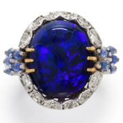 Black opal, diamond and sapphire ring, estimated at $3,000-$5,000