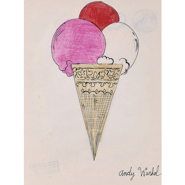 Andy Warhol mixed media on paper, ‘Triple Scoop,’ estimated at $25,000-$35,000. Image courtesy of Clars Auction Gallery