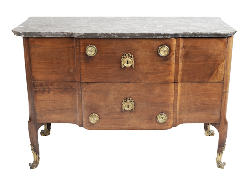 18th-century French transitional walnut commode, estimated at $5,000-$7,000
