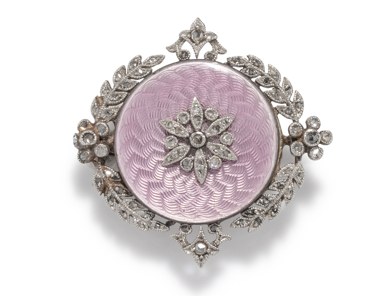 Edwardian diamond and enamel brooch, estimated at $600-$800