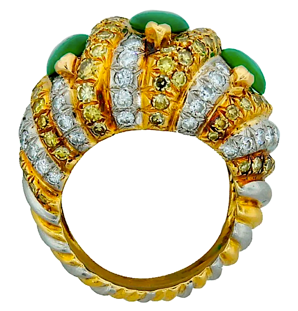 Another angle on the Verdura 18K gold, jade and diamond ring, estimated at $28,000-$34,000