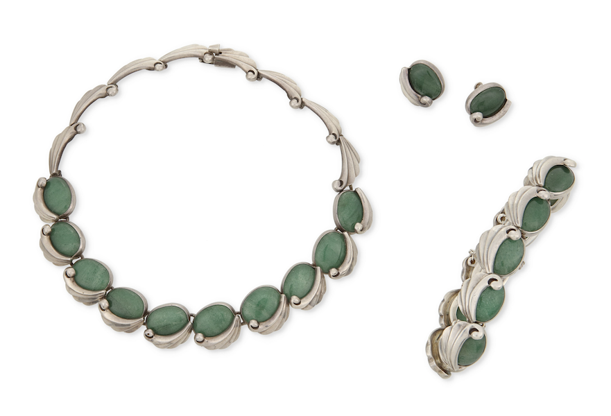 Four-piece set of Antonio Pineda silver and aventurine quartz jewelry, estimated at $1,200-$1,800