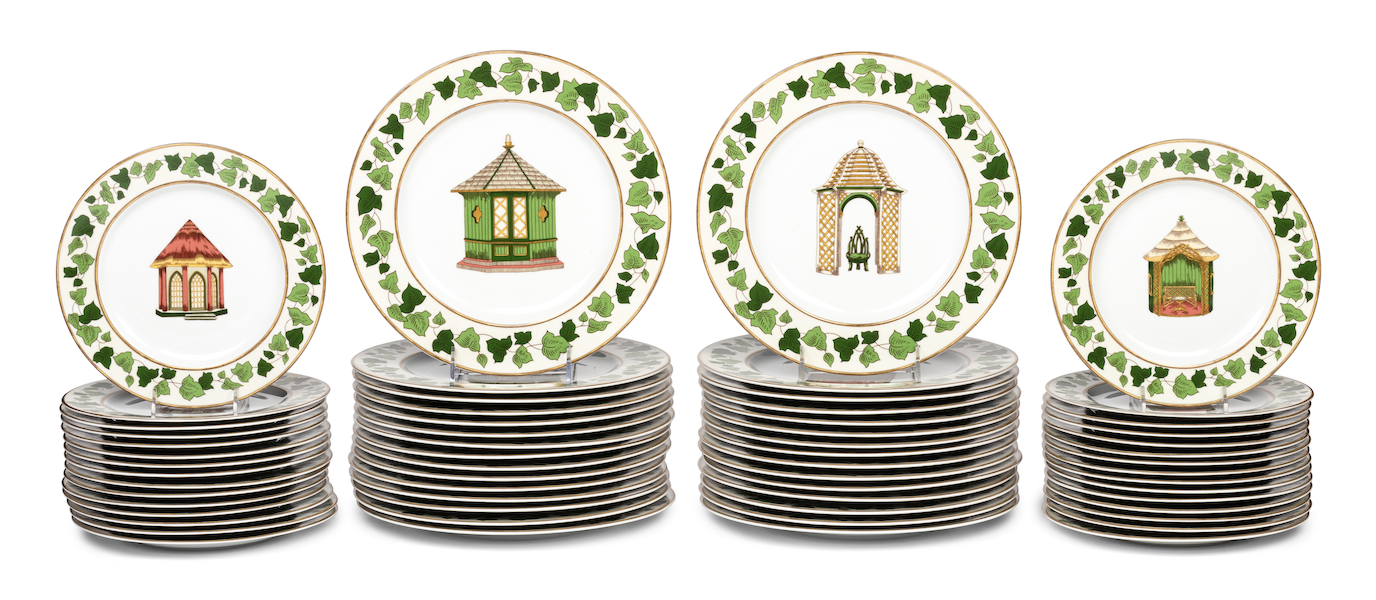 Set of Pierre Frey for Limoges Les Gloriettes porcelain plates, $16,380