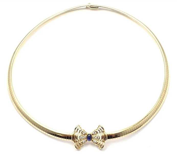 Christian Dior 18K gold, diamond and sapphire bow necklace, estimated at $6,000-$7,000