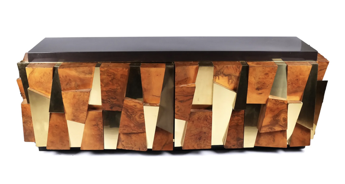 A Paul Evans Cityscape sideboard earned $40,000 plus the buyer’s premium against an estimate of $6,500-$8,000 in September 2022. Image courtesy of Roland NY and LiveAuctioneers.