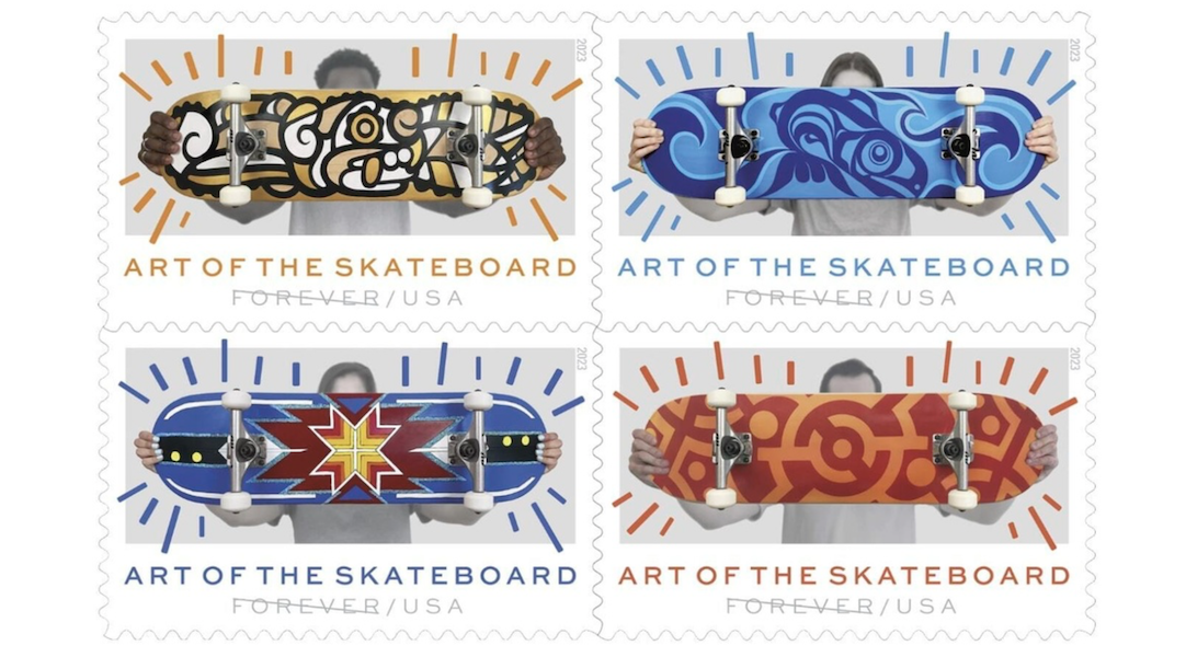 On March 24, the United States Postal Service (USPS) released a set of four new Forever stamps that celebrate the Art of the Skateboard. Image courtesy of the USPS