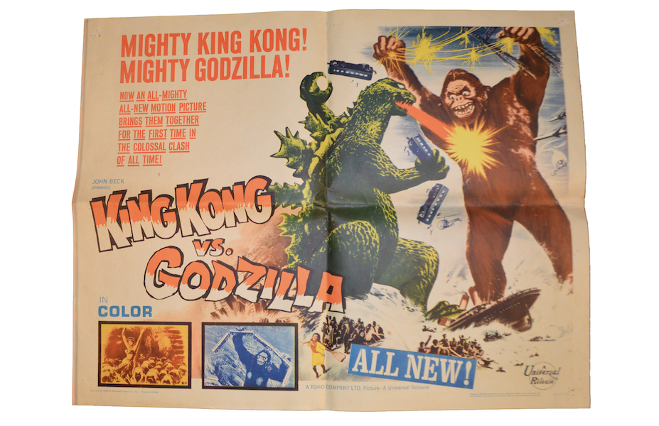 Half-sheet poster for the 1963 film ‘King Kong vs. Godzilla,’ estimated at $500-$5,000 
