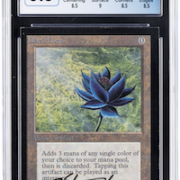 A Magic: The Gathering Artist Proof Black Lotus card, signed by its artist, Christopher Rush, set a new world auction record March 24 when it earned $615,000 at Heritage Auctions. Image courtesy of Heritage Auctions, ha.com