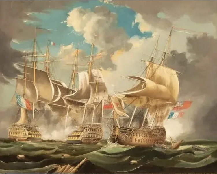 19th-century English School painting, ‘The Naval Engagement,’ estimated at $2,500-$3,000