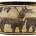 This late 19th- or early 20th-century Native American Yokuts polychrome basket decorated with horses and figures sold for $3,250 plus the buyer’s premium in March 2021. Image courtesy of Clars Auction Gallery and LiveAuctioneers