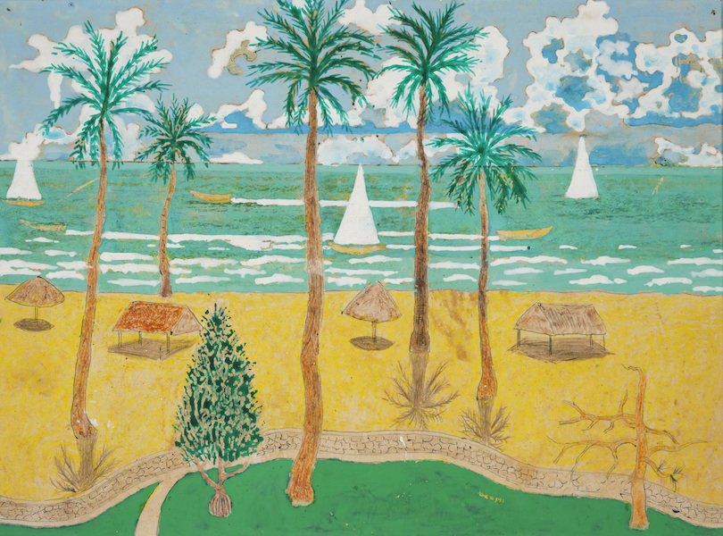 George Voronovsky (Ukrainian-American, 1903–1982), ‘Untitled (Lummus Park, Miami Beach),’ 1972–1982, paint on cardboard, 10 by 14in, courtesy of the Monroe family collection. © George Voronovsky. Photo courtesy of High Museum of Art