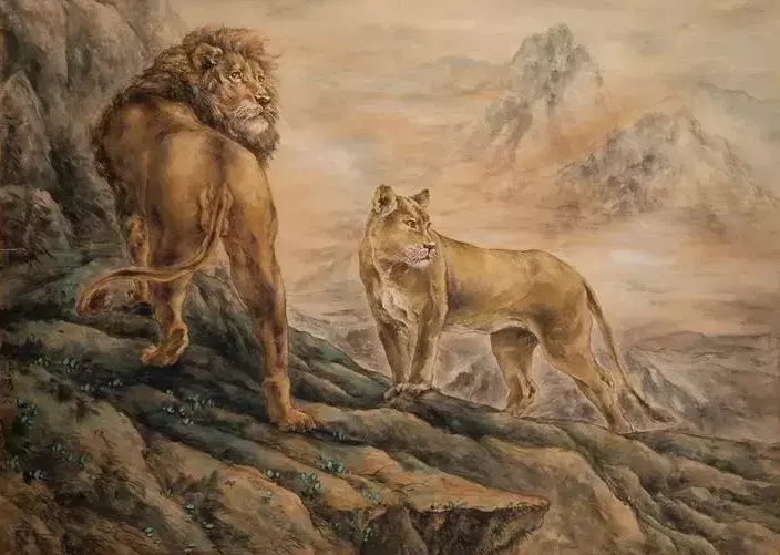 Xu Beihong, ‘Pair of Lions on Mountain Peak,’ estimated at $100,000-$120,000