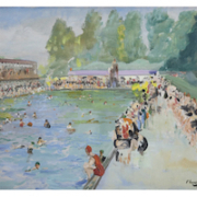 Sir John Lavery’s ‘Chiswick Baths’ achieved $118,114 plus the buyer’s premium in June 2022. Image courtesy of Adam’s Auctioneers and LiveAuctioneers.