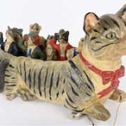 A highly detailed German cat-form skittles set achieved $13,500 plus the buyer’s premium in October 2021. Image courtesy of Milestone Auctions and LiveAuctioneers.