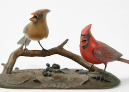 This Frank Finney sculpture of a pair of Northern cardinals earned $9,000 plus the buyer’s premium in October 2022. Image courtesy of New England Auctions - Fred Giampietro and LiveAuctioneers.