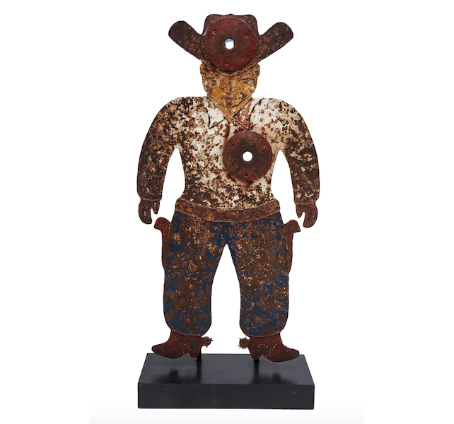 A 53in cowboy-form shooting gallery target hit $30,000 plus the buyer’s premium in January 2021. Image courtesy of Milestone Auctions and LiveAuctioneers.