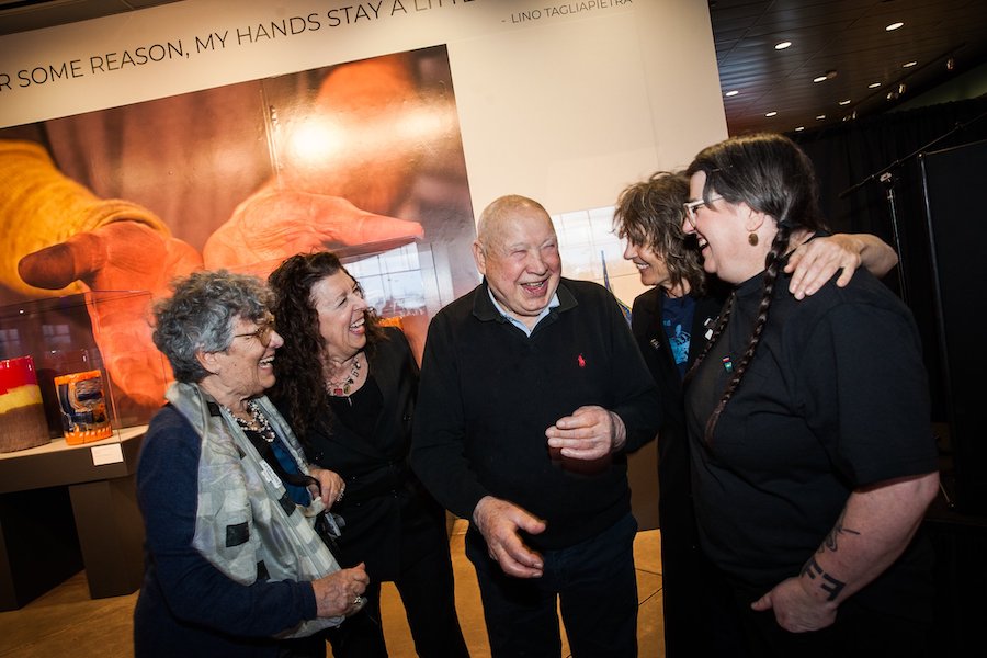 Legendary Italian glass artist enjoys the company of friends and admirers at the March 4 celebration of his career, held at the Museum of Glass in Tacoma, Wash. Image courtesy of the Museum of Glass. Photo by Pavel Verbovski. 