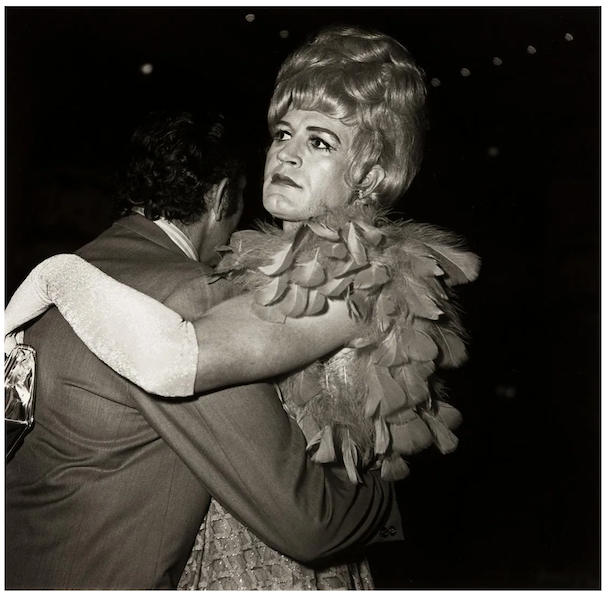‘Two Men,’ a photograph Diane Arbus took at a New York City drag ball in 1970, printed posthumously in 1972 by Neil Selkirk, achieved $40,000 plus the buyer’s premium in April 2021. Image courtesy of Swann Auction Galleries and LiveAuctioneers.