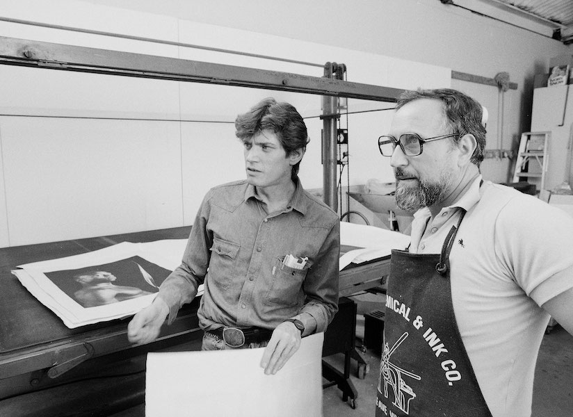 Robert Mapplethorpe and Deli Sacilotto during their time together at Graphicstudio. Image courtesy of Graphicstudio, University of South Florida, Tampa, Florida. Mapplethorpe Works © Robert Mapplethorpe Foundation. Used by permission. 