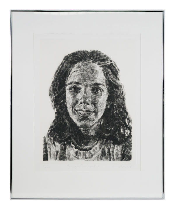 Chuck Close’s ‘Georgia Fingerprint I’ will be auctioned at Myers Fine Art on April 30. Image provided by Myers Fine Art