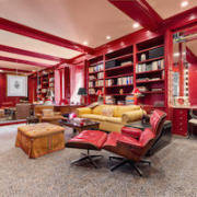 Red lacquer-painted library in the Manhattan co-op owned for decades by the late Barbara Walters. The property has just gone on the market, listed at $19.75 million. Photo by Donna Dotan, courtesy of TopTenRealEstateDeals.com
