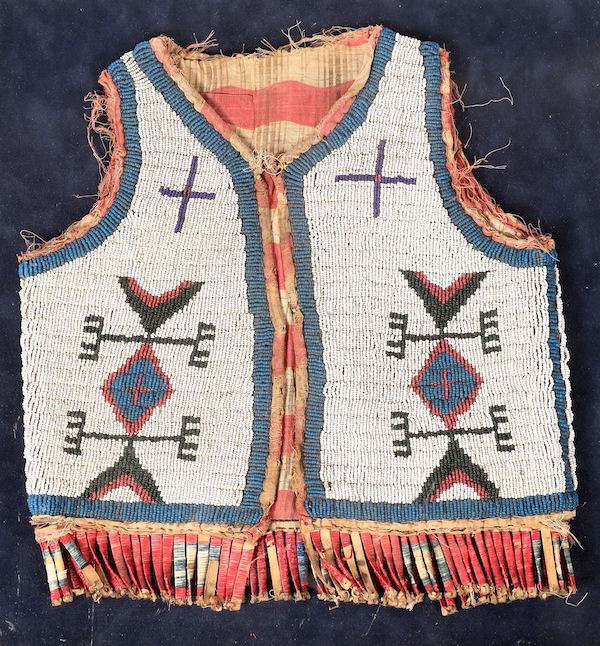 Circa-1870s-1880s beaded buckskin vest made for a small child, $2,375
