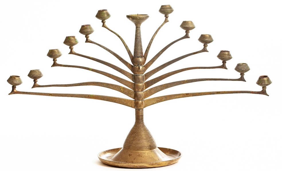 13-light brass candelabrum by Bruno Paul, manufactured by K M Seifert for Vereinigte fur Kunst im Handwerk, estimated at $7,500-$15,000 