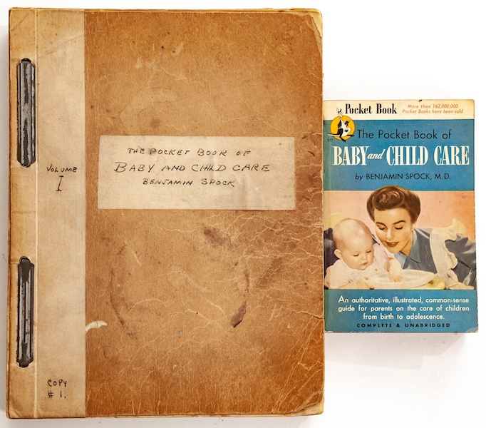 Working manuscript for Dr. Benjamin Spock’s 1946 guide ‘The Pocket Book of Baby and Child Care,’ typed and with pencil edits and annotations, estimated at $3,000-$6,000