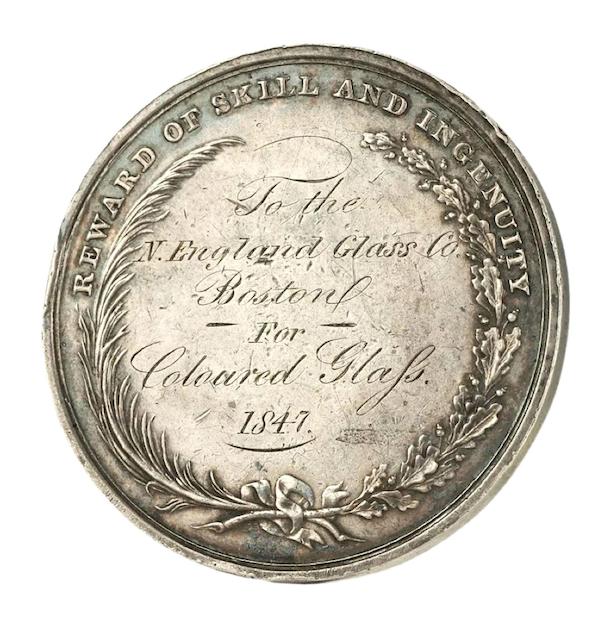 Franklin Institute Medal from 1847, presented to the New England Glass Company of Boston, estimated at $500-$1,000