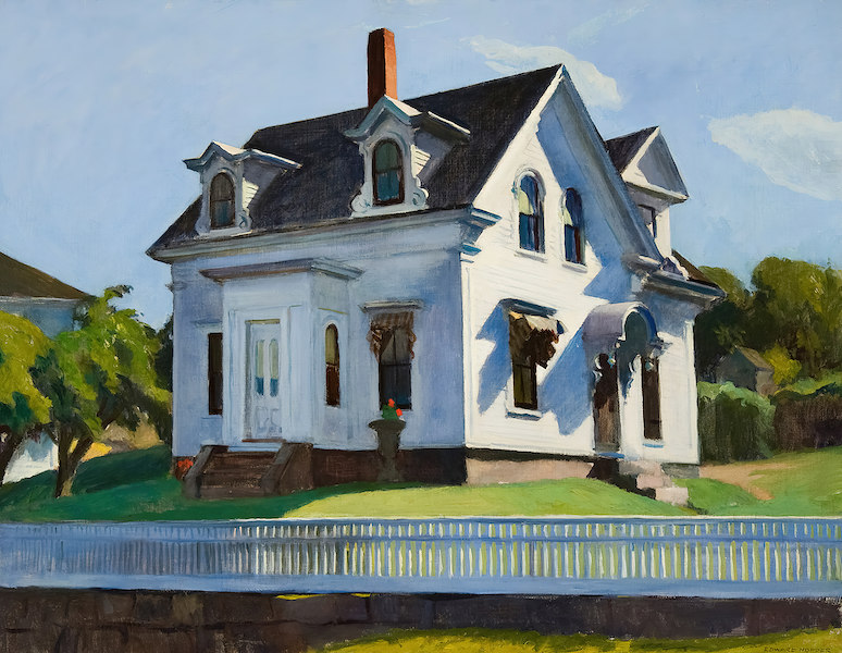 Edward Hopper, ‘Hodgkin’s House,’ 1928. Oil on canvas, 28 by 36in. (71.1 by 91.4cm). Private collection. © 2023 Heirs of Josephine N. Hopper / Licensed by Artists Rights Society (ARS), NY 