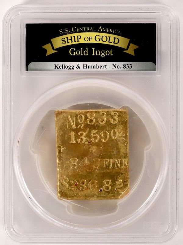 Kellogg & Humbert 13 troy ounce gold ingot, estimated at $80,000-$100,000. 