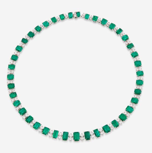 GRS-certified Colombian emerald, diamond and platinum necklace, estimated at $250,000-$300,000 