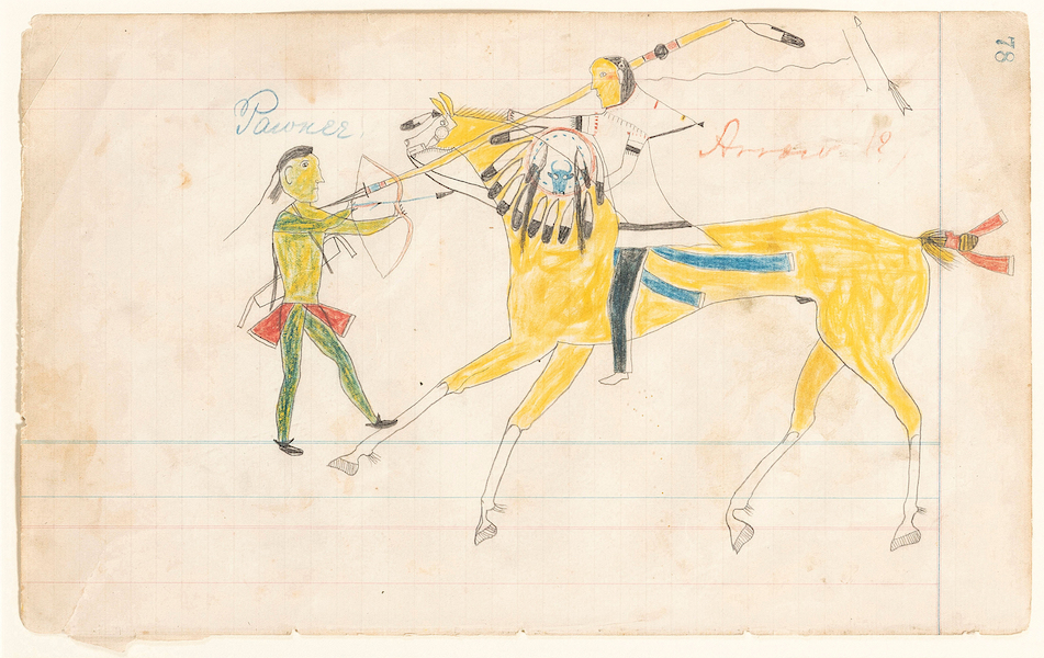 Arapaho drawing from the Edwards Ledger book, estimated at $25,000-$35,000